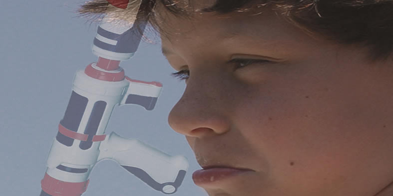 Sta stil of ik schiet het waterpistool is geladen